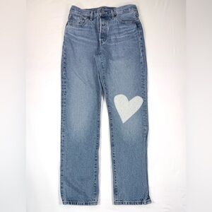 LEVIS 501 150 Anniversary Jeans W29-L32 Heart Patch Coquette Cottagecore Y2K
